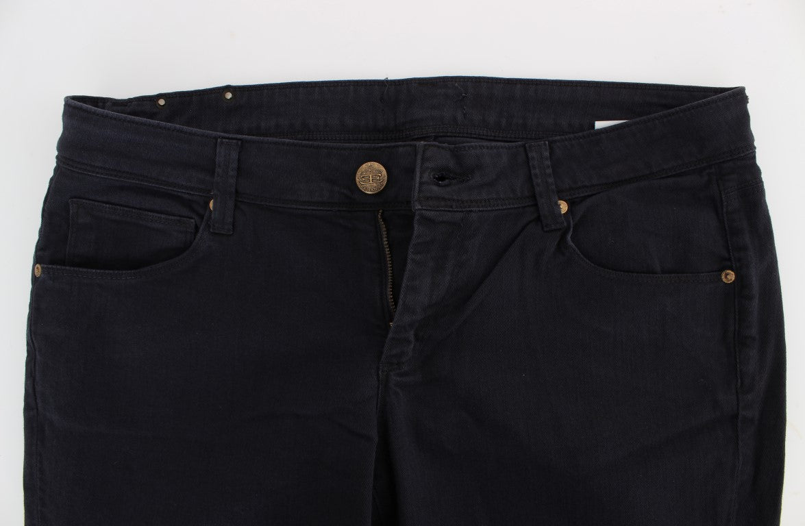 Ermanno Scervino Blue Cotton Blend Casual Fit Pants Ermanno Scervino