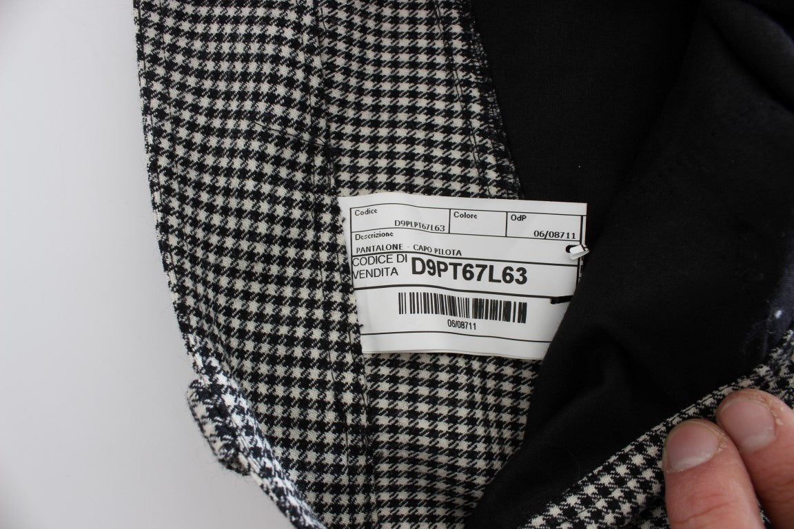 Ermanno Scervino Black White Checkered Cotton Casual Pants Ermanno Scervino