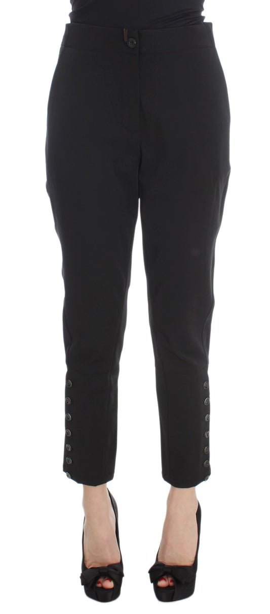 Ermanno Scervino Black Cotton Blend Capri Cropped Pants Ermanno Scervino