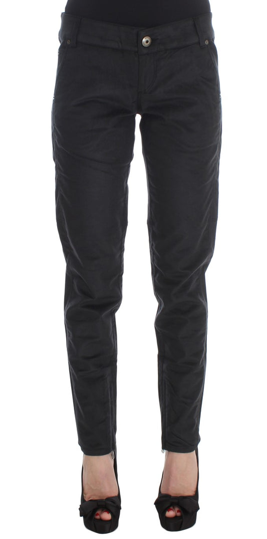 Ermanno Scervino Black Cotton Blend Regular Fit Pants Ermanno Scervino