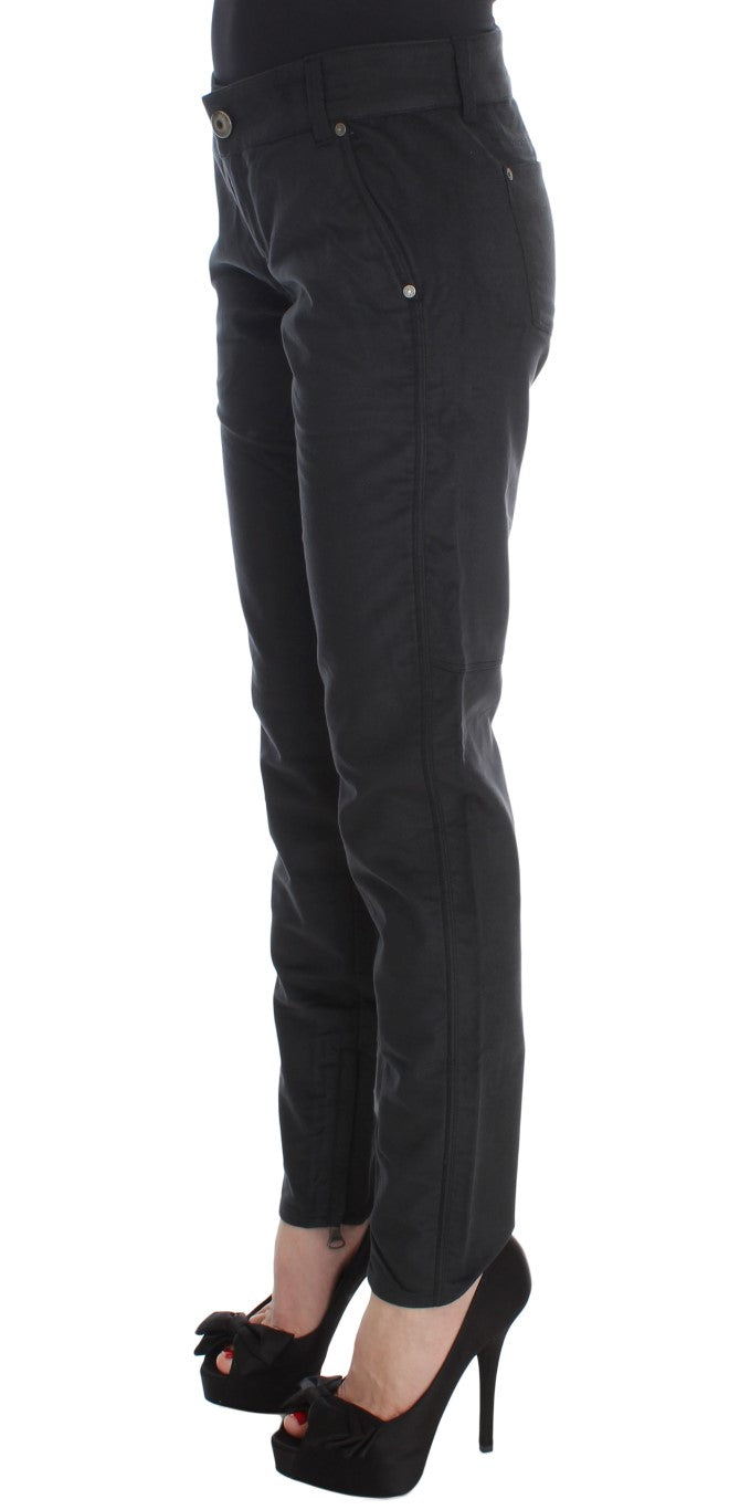 Ermanno Scervino Black Cotton Blend Regular Fit Pants Ermanno Scervino