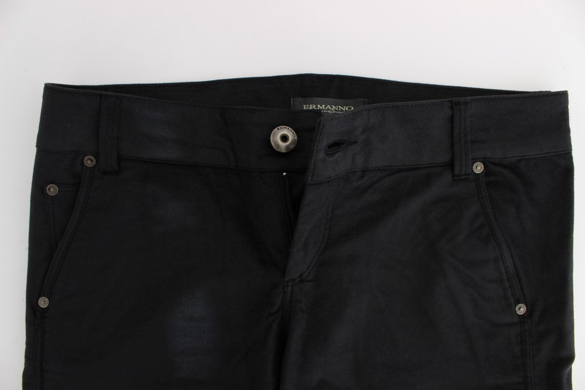 Ermanno Scervino Black Cotton Blend Regular Fit Pants Ermanno Scervino