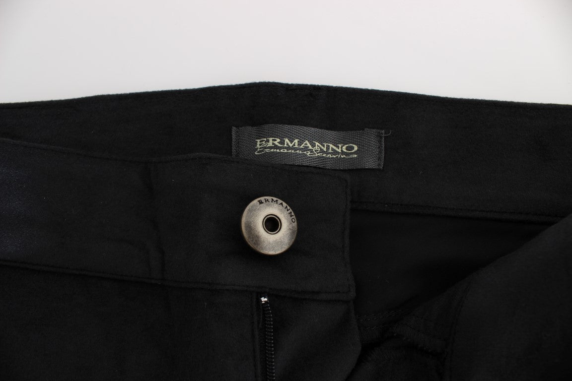 Ermanno Scervino Black Cotton Blend Regular Fit Pants Ermanno Scervino