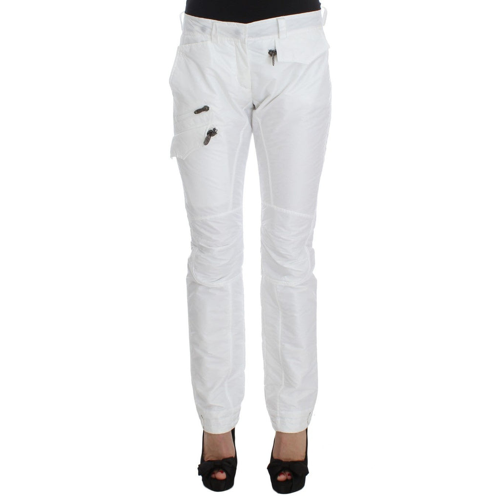 Ermanno Scervino White Nylon Padded Slim Fit Cargo Pants