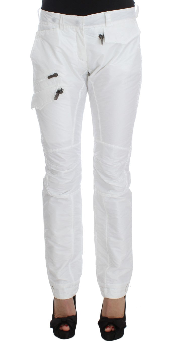 Ermanno Scervino White Nylon Padded Slim Fit Cargo Pants Ermanno Scervino