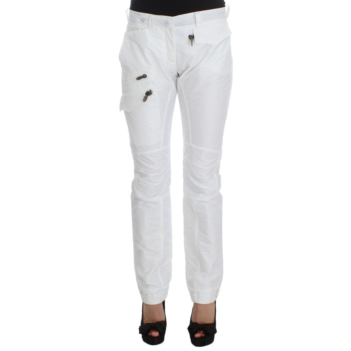Ermanno Scervino White Nylon Padded Slim Fit Cargo Pants