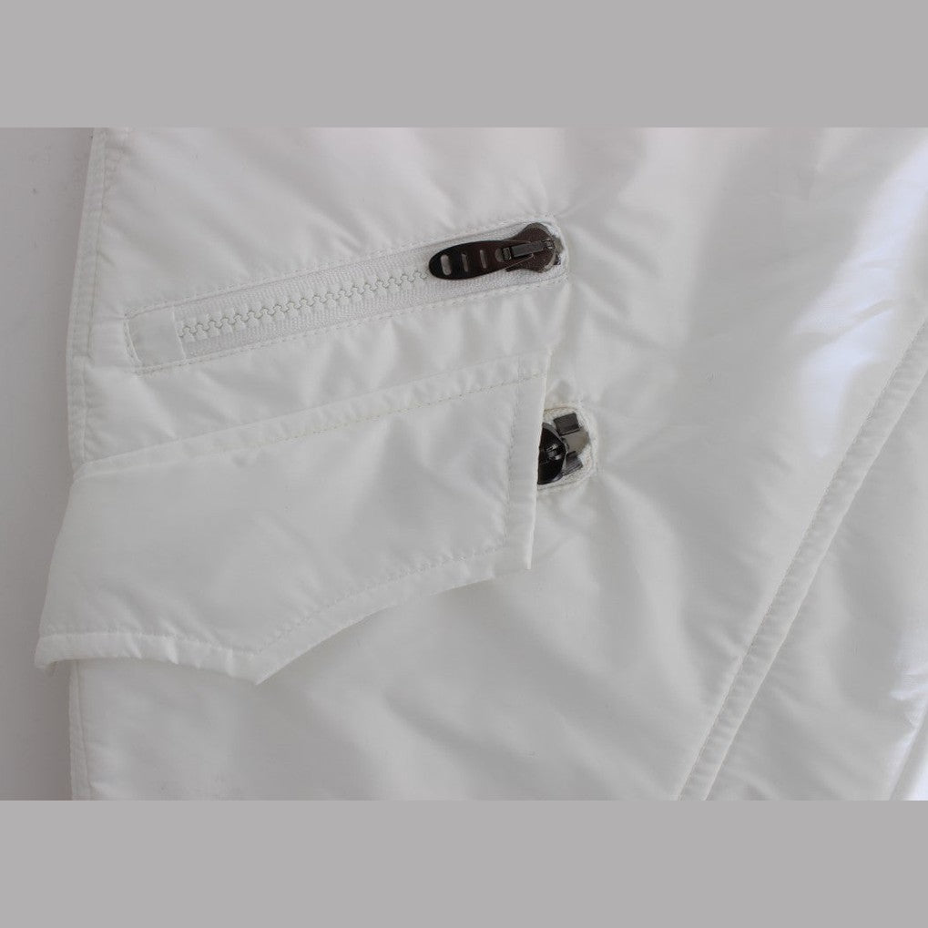 Ermanno Scervino White Nylon Padded Slim Fit Cargo Pants