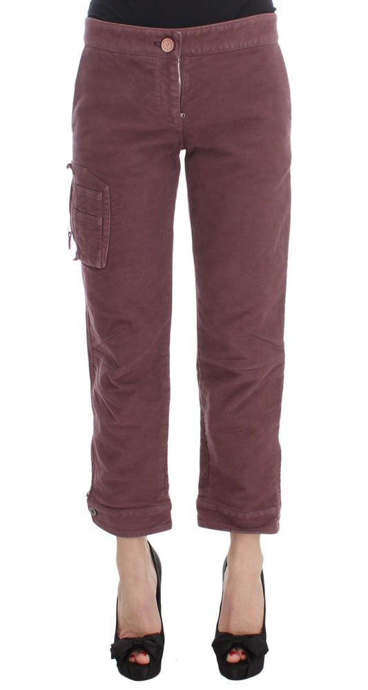 Ermanno Scervino Bordeaux Cotton Cropped Cargo Pants Ermanno Scervino