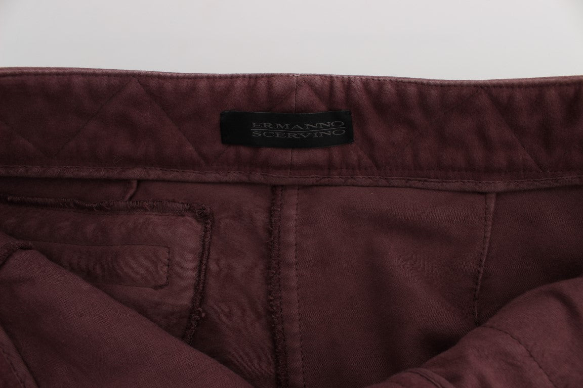 Ermanno Scervino Bordeaux Cotton Cropped Cargo Pants Ermanno Scervino