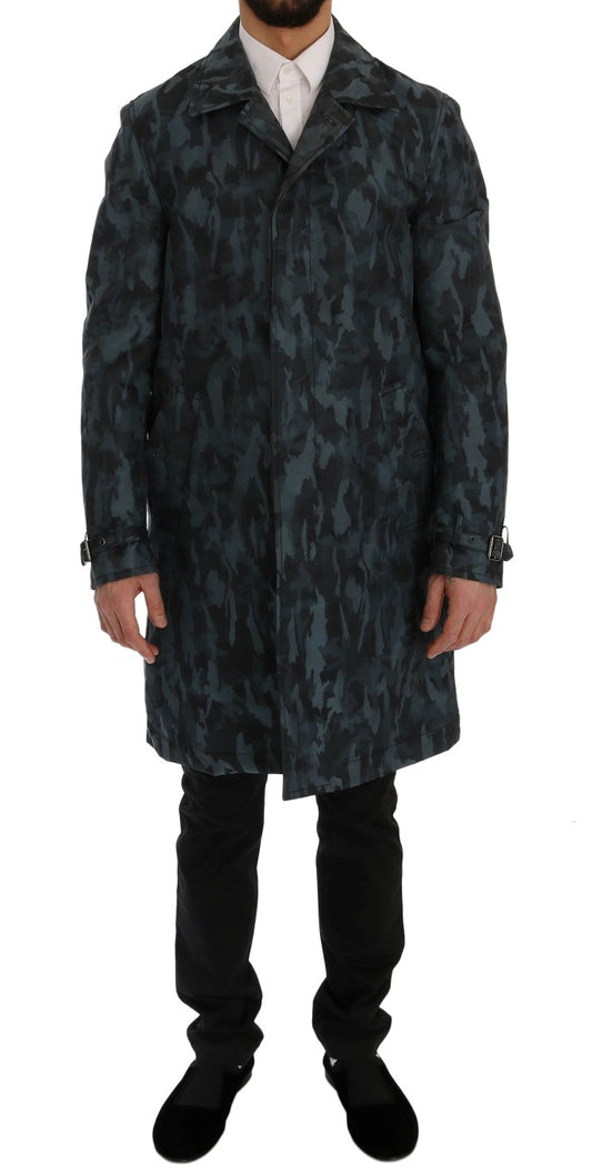 Dolce & Gabbana Blue Camouflage Trench Trench Dolce & Gabbana