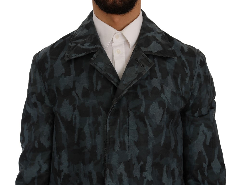 Dolce & Gabbana Blue Camouflage Trench Trench Dolce & Gabbana