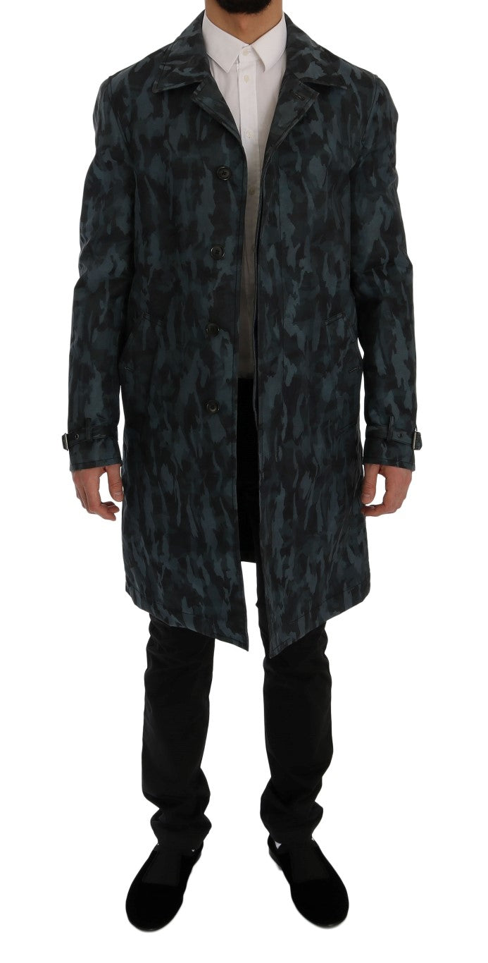 Dolce & Gabbana Blue Camouflage Trench Trench Dolce & Gabbana
