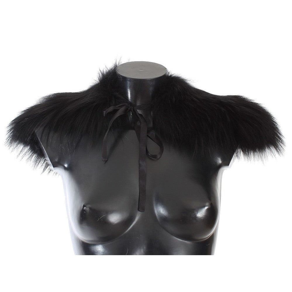 Dolce & Gabbana Black Fox Fur Collar Scarf
