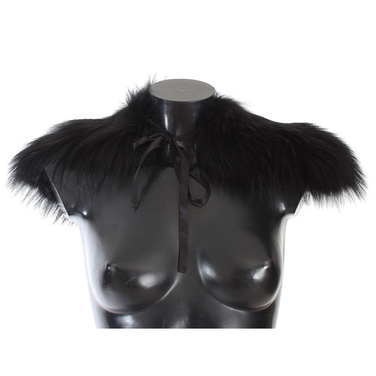 Dolce & Gabbana Black Fox Fur Collar Scarf