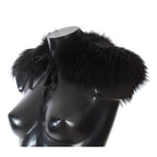 Dolce & Gabbana black fox fur collar scarf shown with luxurious fur and elegant design.