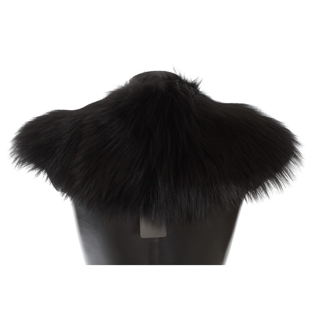 Black fox fur collar scarf by Dolce & Gabbana, featuring luxurious, plush fur with detailed craftsmanship and elegant design.