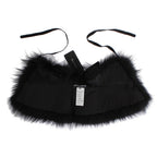 Dolce & Gabbana black fox fur collar scarf showing luxurious fur with a sleek black design and elegant styling.