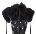 Black fox fur shoulder wrap collar scarf by Dolce & Gabbana, showing soft, luxurious fur with elegant draping.