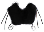 Black fox fur shoulder wrap and cover collar by Dolce & Gabbana, featuring luxurious soft fur and elegant design.
