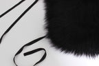 Dolce & Gabbana black fox fur shoulder wrap with collar and scarf details, luxurious and soft accessory for winter wear.