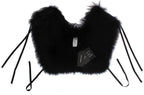Dolce & Gabbana black fox fur shoulder wrap with cover collar and scarf, soft and luxurious fashion accessory.