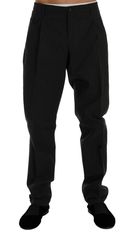 Dolce & Gabbana Blue Striped Cotton Dress Formal Pants Dolce & Gabbana