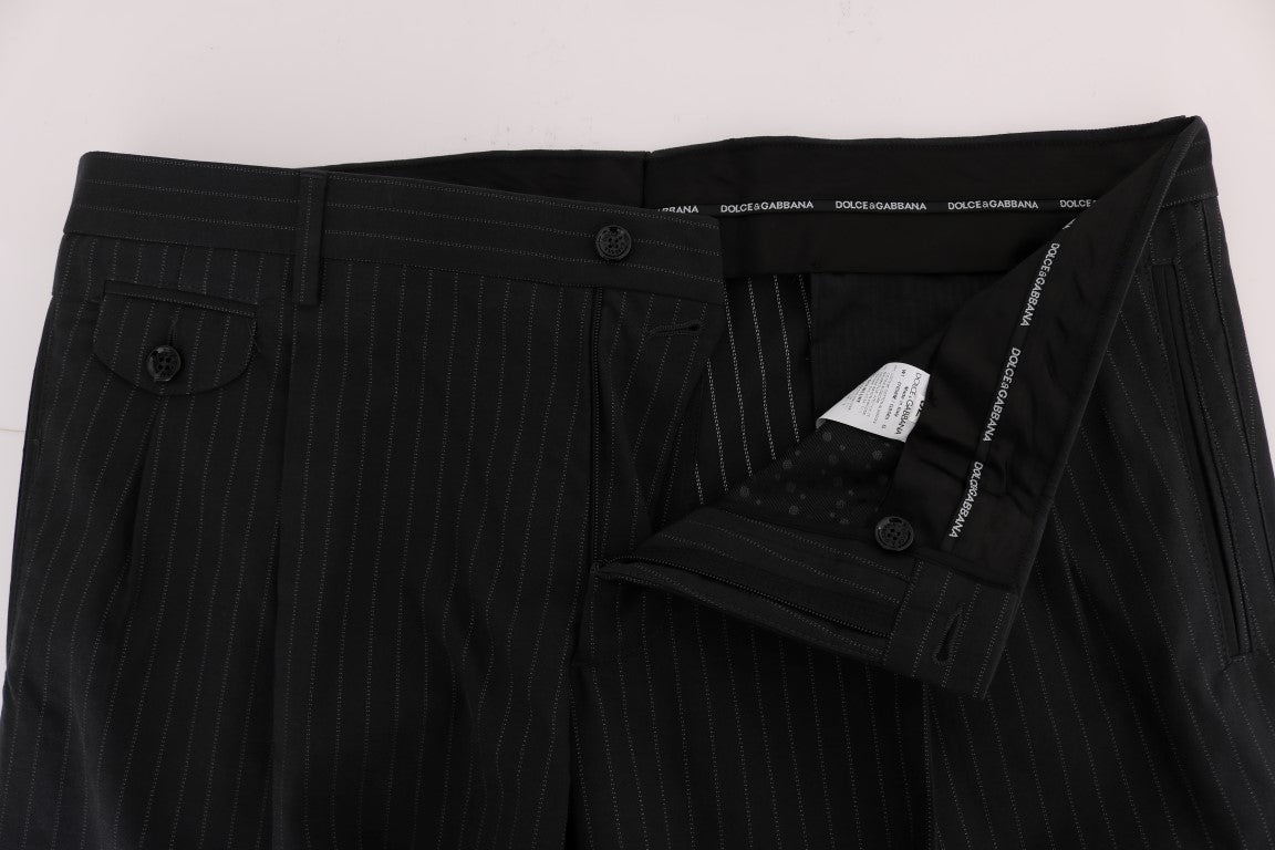 Dolce & Gabbana Blue Striped Cotton Dress Formal Pants Dolce & Gabbana