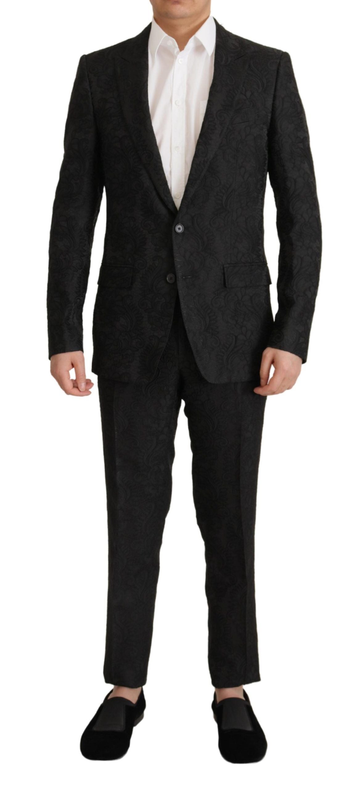 Dolce & Gabbana Black Brocade Formal 2 Piece MARTINI Suit Dolce & Gabbana