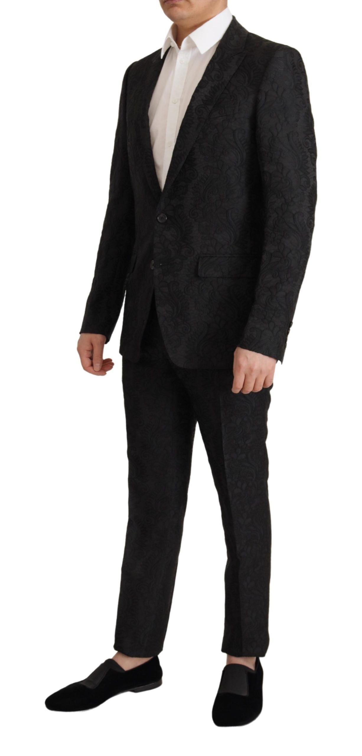 Dolce & Gabbana Black Brocade Formal 2 Piece MARTINI Suit Dolce & Gabbana