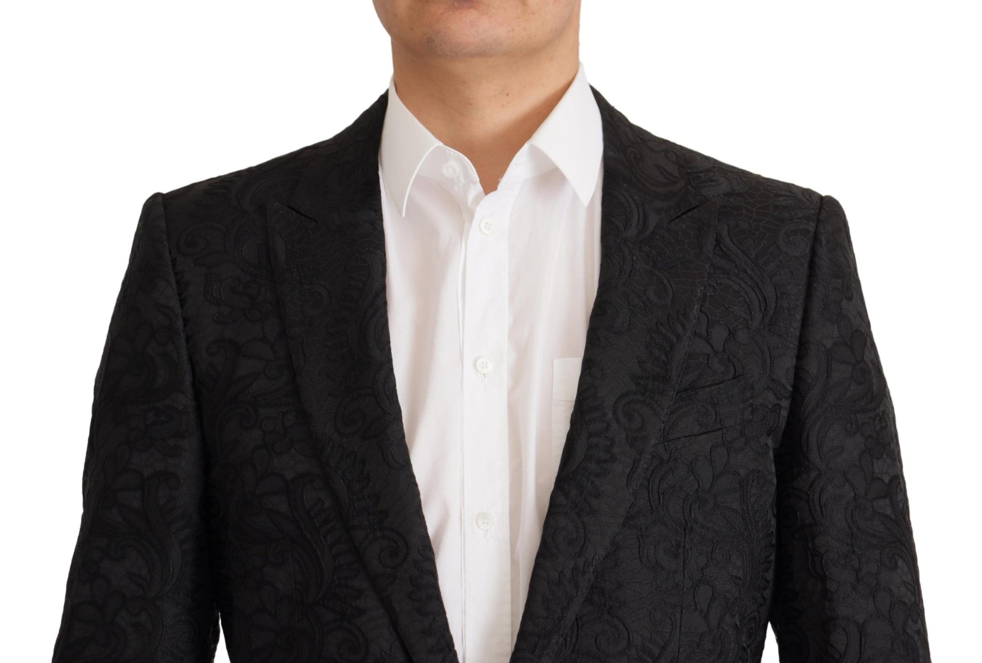 Dolce & Gabbana Black Brocade Formal 2 Piece MARTINI Suit Dolce & Gabbana