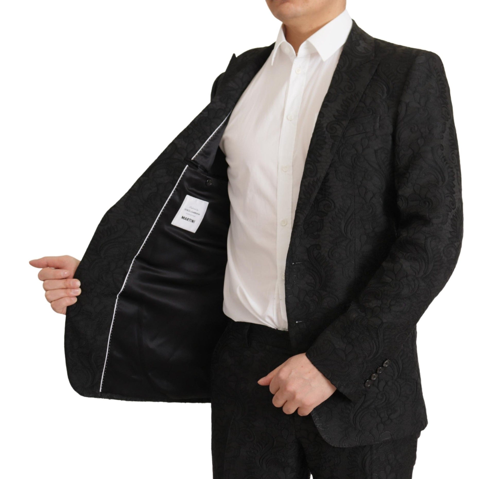 Dolce & Gabbana Black Brocade Formal 2 Piece MARTINI Suit Dolce & Gabbana