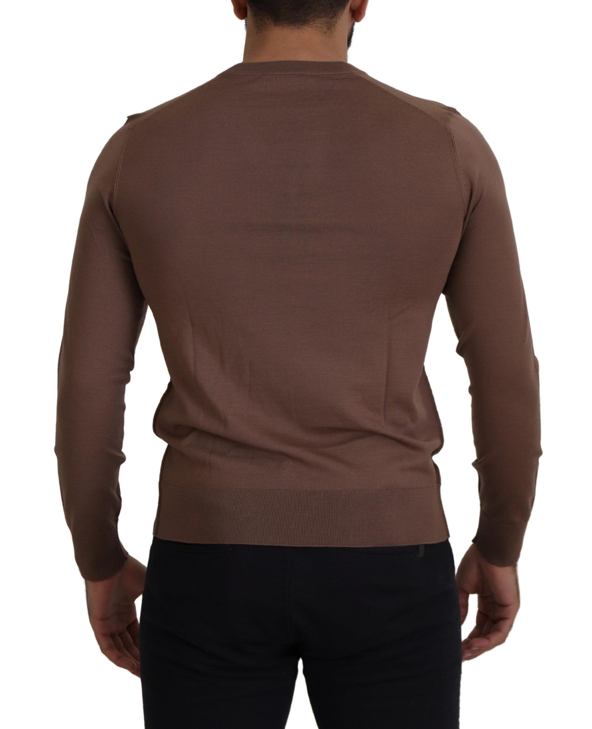 Dolce & Gabbana Brown Wool Men V-neck Pullover Sweater Dolce & Gabbana