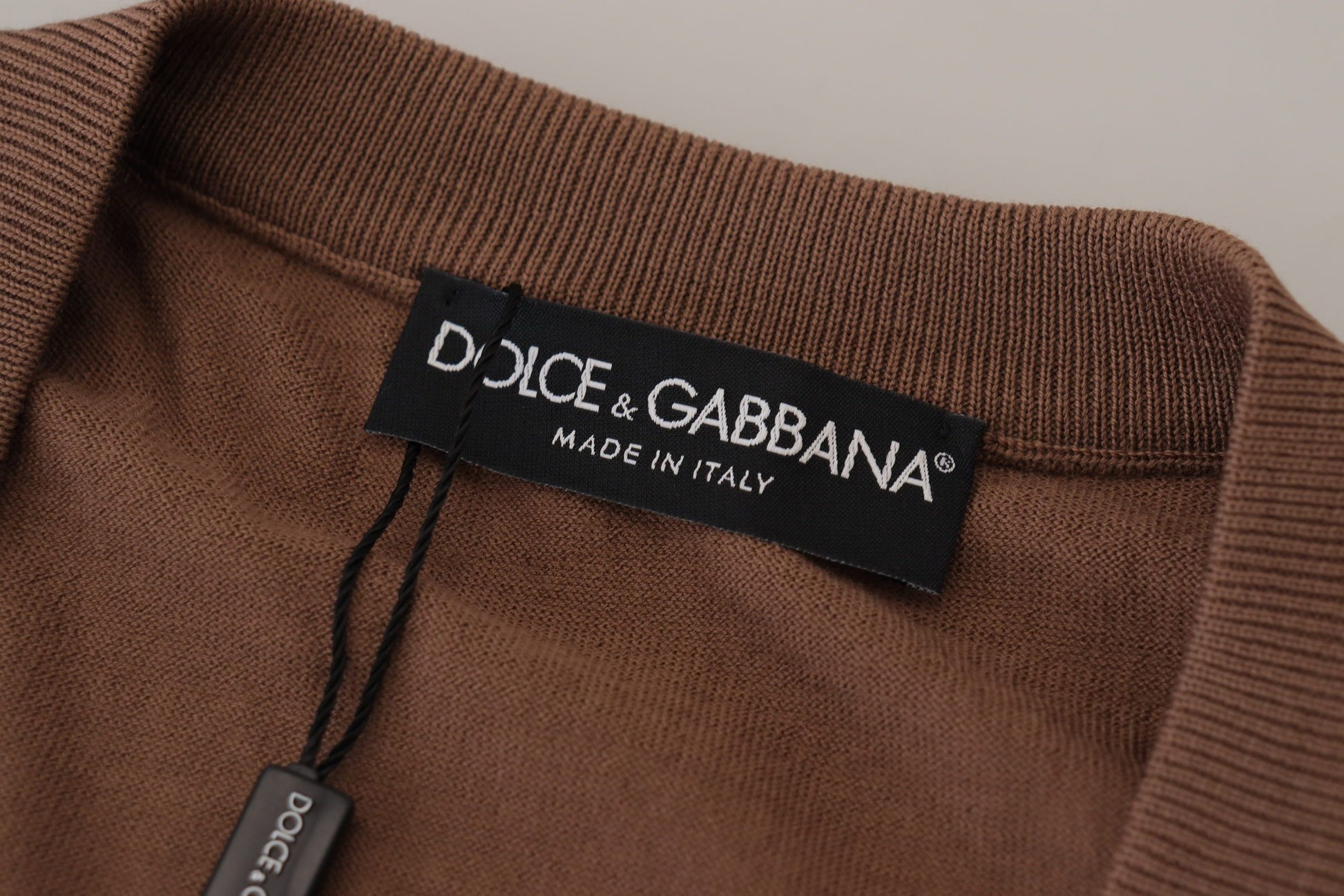 Dolce & Gabbana Brown Wool Men V-neck Pullover Sweater Dolce & Gabbana