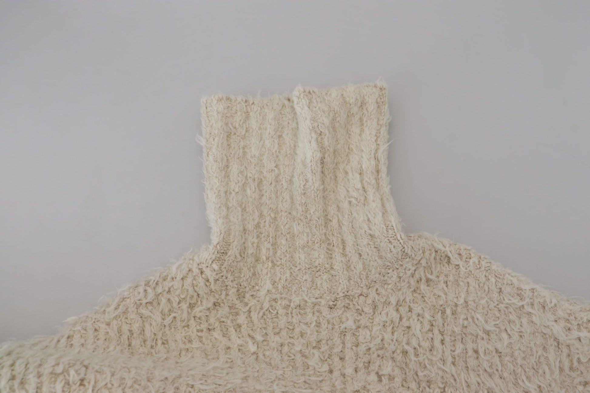 Dolce & Gabbana Cream Wool Knit Turtleneck Pullover Sweater Dolce & Gabbana