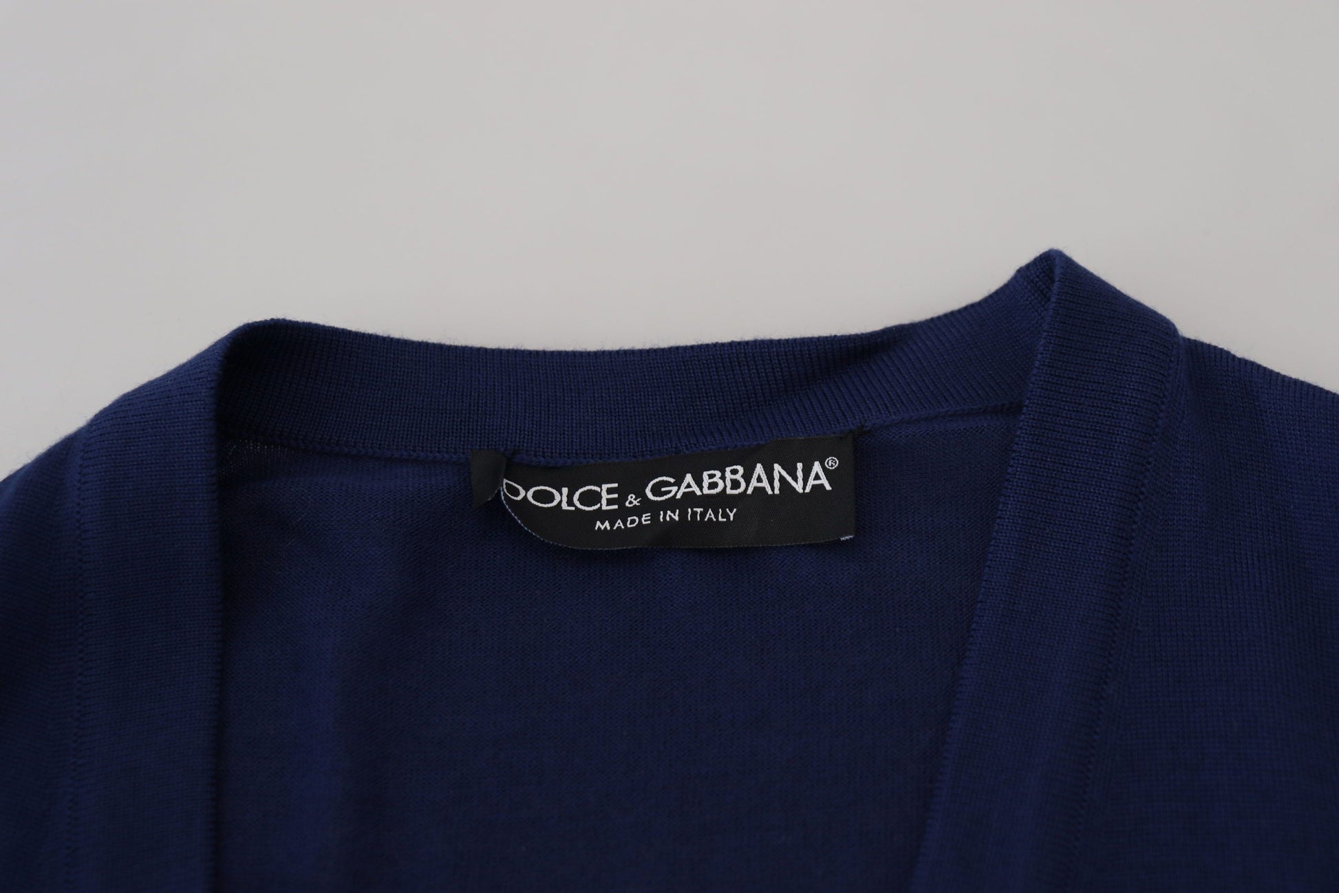 Dolce & Gabbana Blue Wool V-neck Button Down Cardigan Sweater Dolce & Gabbana