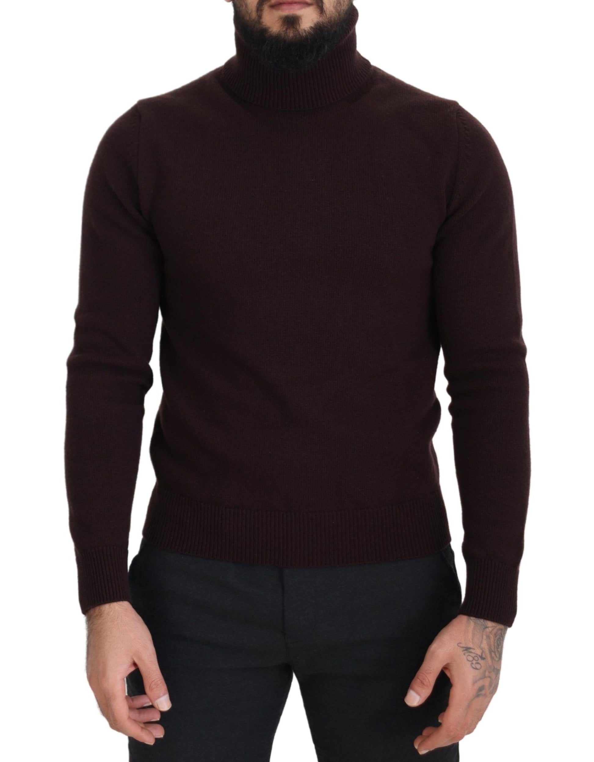Dolce & Gabbana Brown Wool Turtle Neck Pullover Sweater Dolce & Gabbana