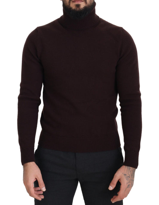 Dolce & Gabbana Brown Wool Turtle Neck Pullover Sweater Dolce & Gabbana