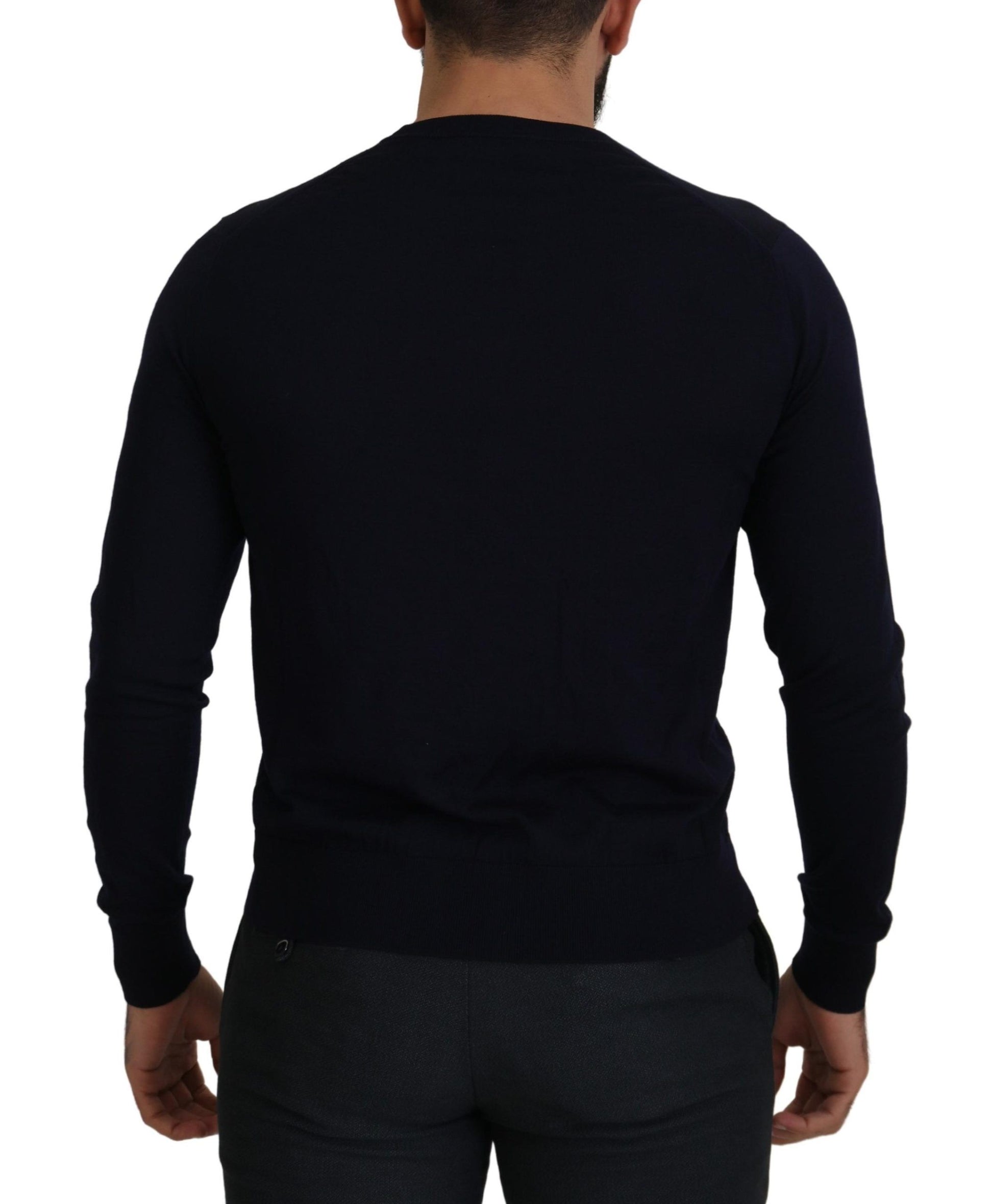 Dolce & Gabbana Blue Wool STAFF Down Cardigan Sweater Dolce & Gabbana