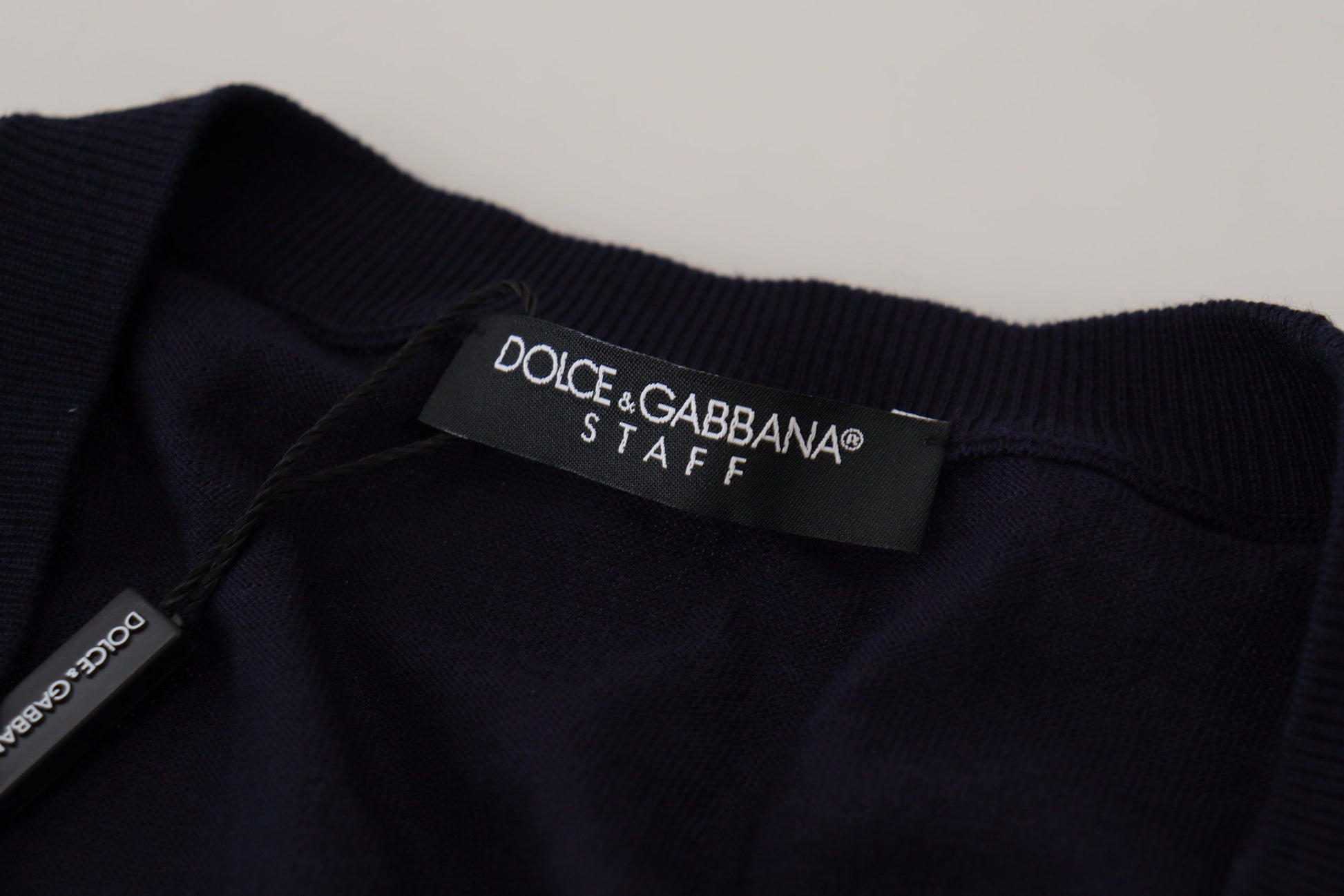 Dolce & Gabbana Blue Wool STAFF Down Cardigan Sweater Dolce & Gabbana