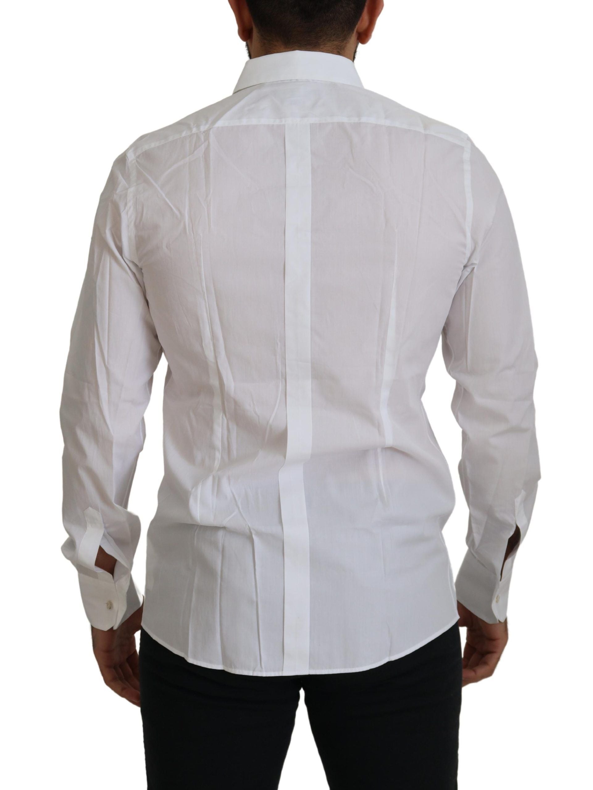 Dolce & Gabbana White Cotton Peacock Feather Formal GOLD Shirt Dolce & Gabbana