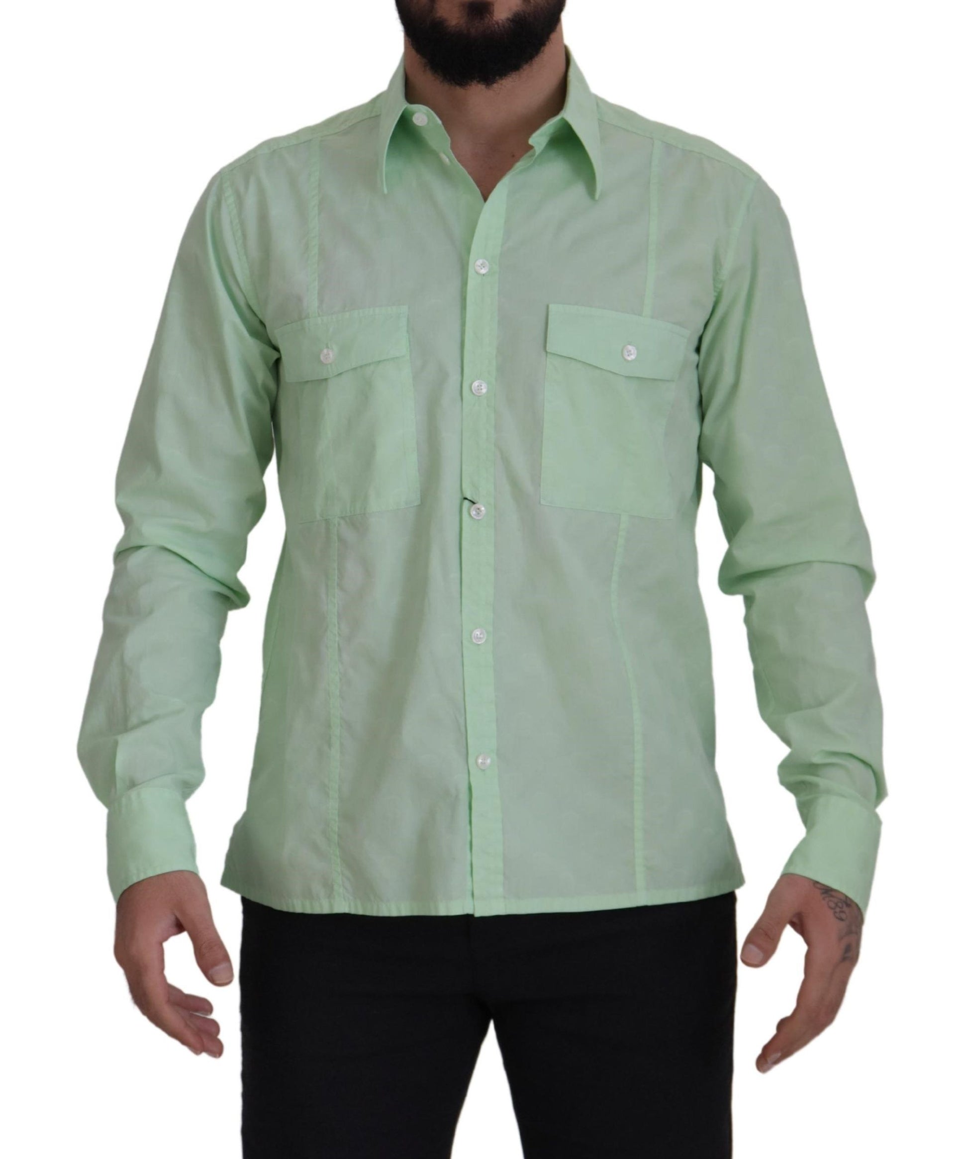 Dolce & Gabbana Mint Green Long Sleeves Button Down Shirt Dolce & Gabbana