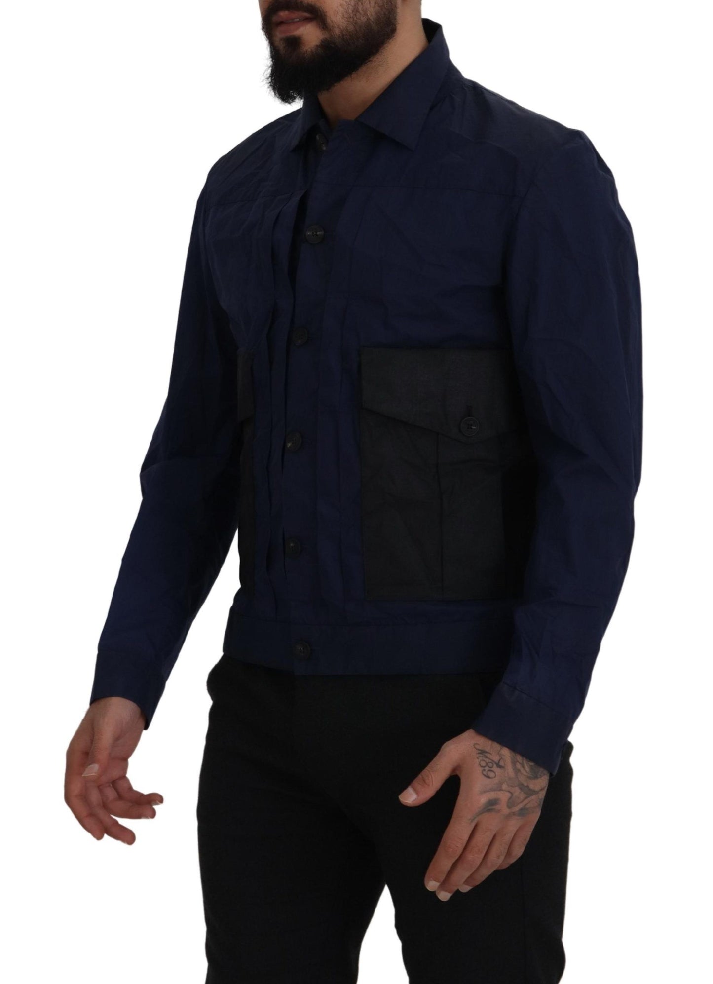 Dsquared² Dark Blue Cotton Collared Long Sleeves Casual Shirt Dsquared²