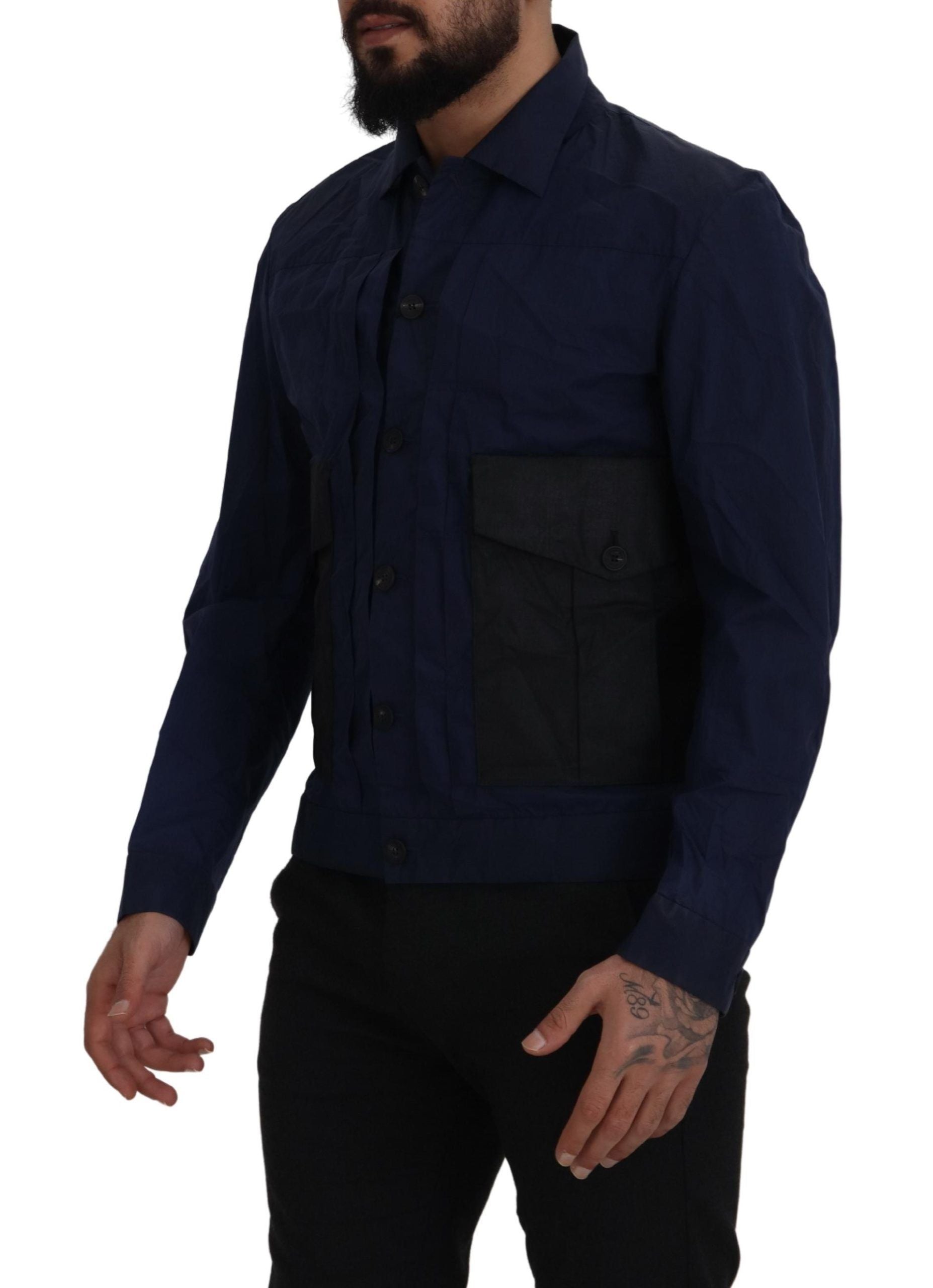 Dsquared² Dark Blue Cotton Collared Long Sleeves Casual Shirt Dsquared²