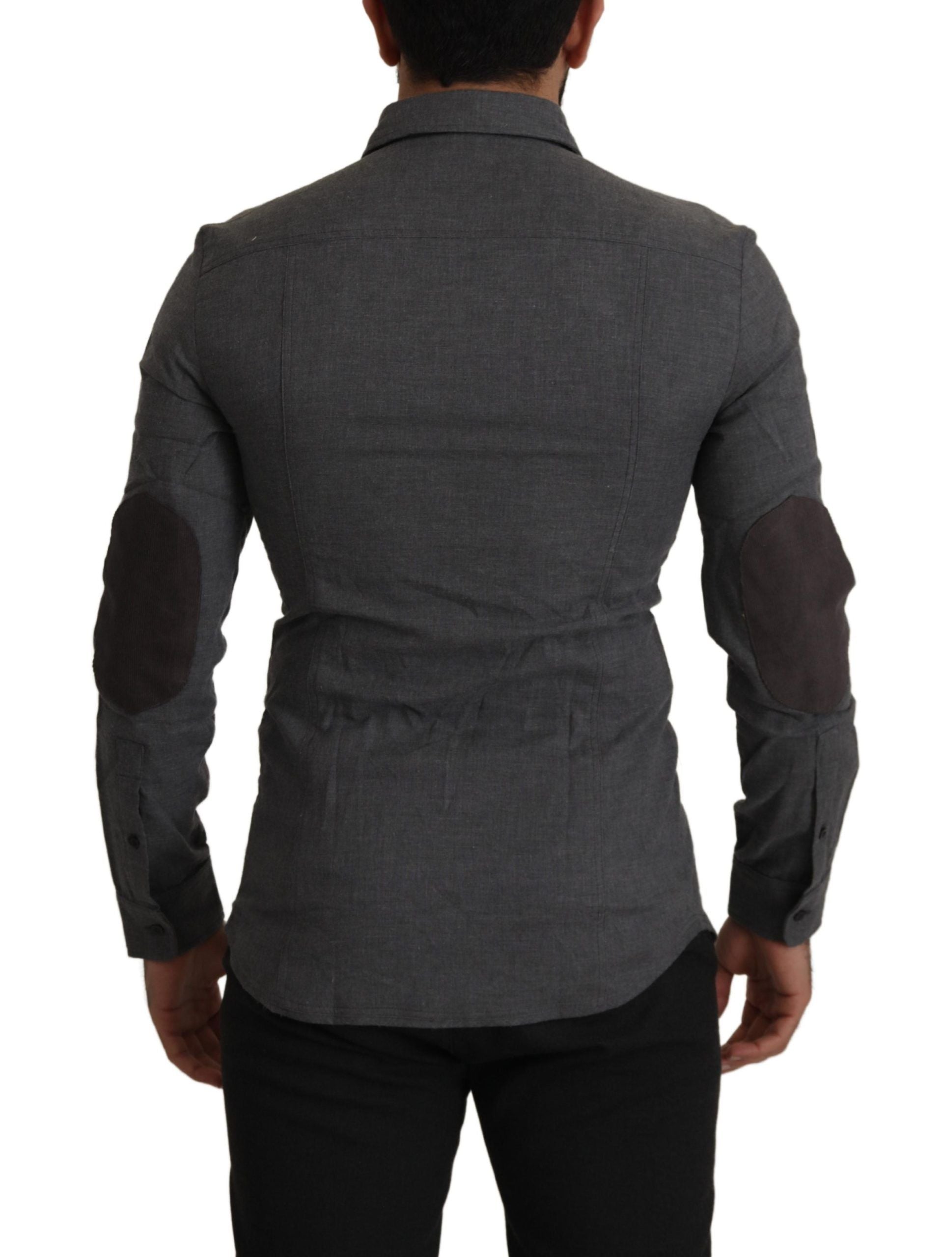 Costume National Dark Gray Cotton Casual Mens Shirt Costume National