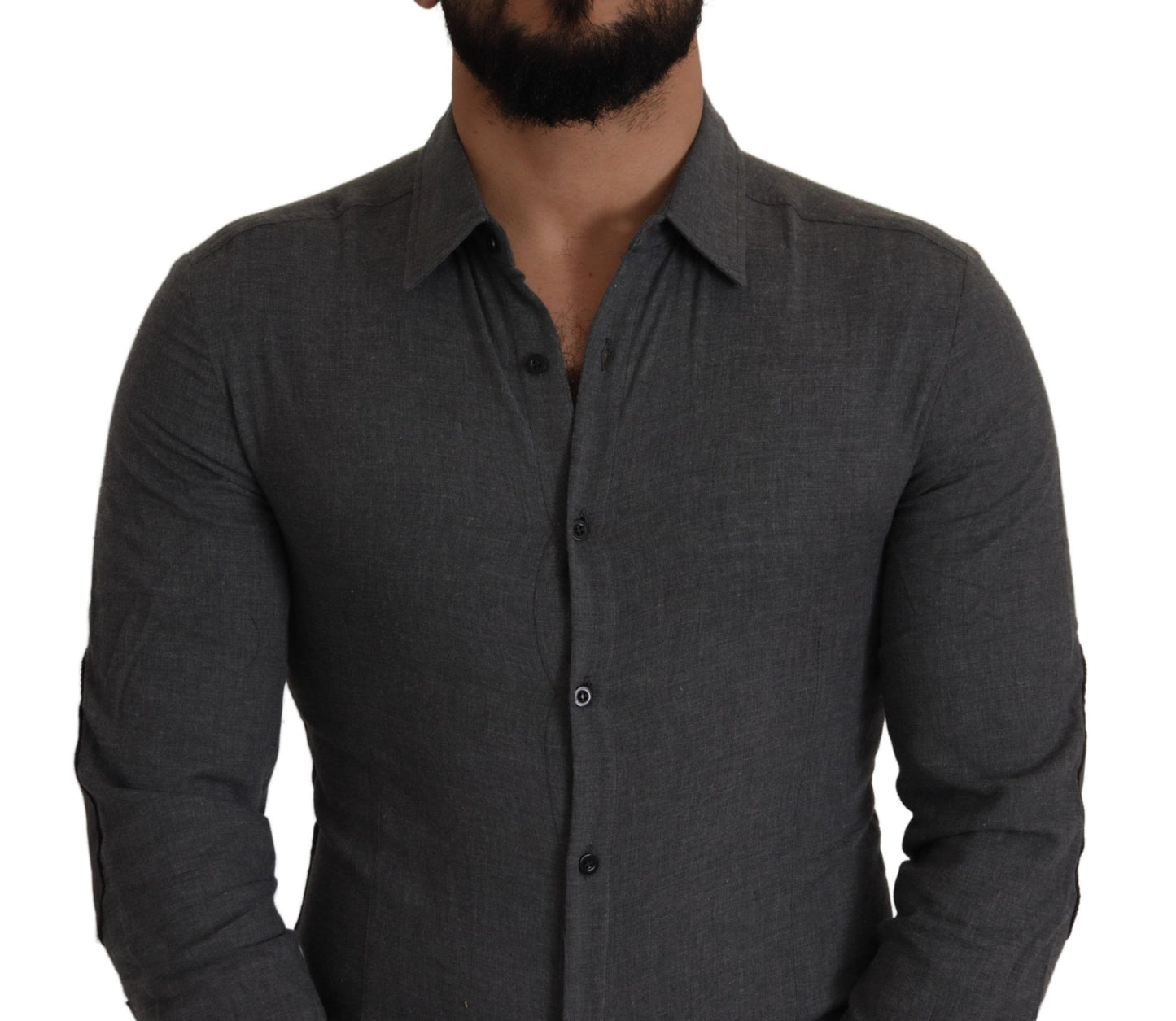 Costume National Dark Gray Cotton Casual Mens Shirt Costume National