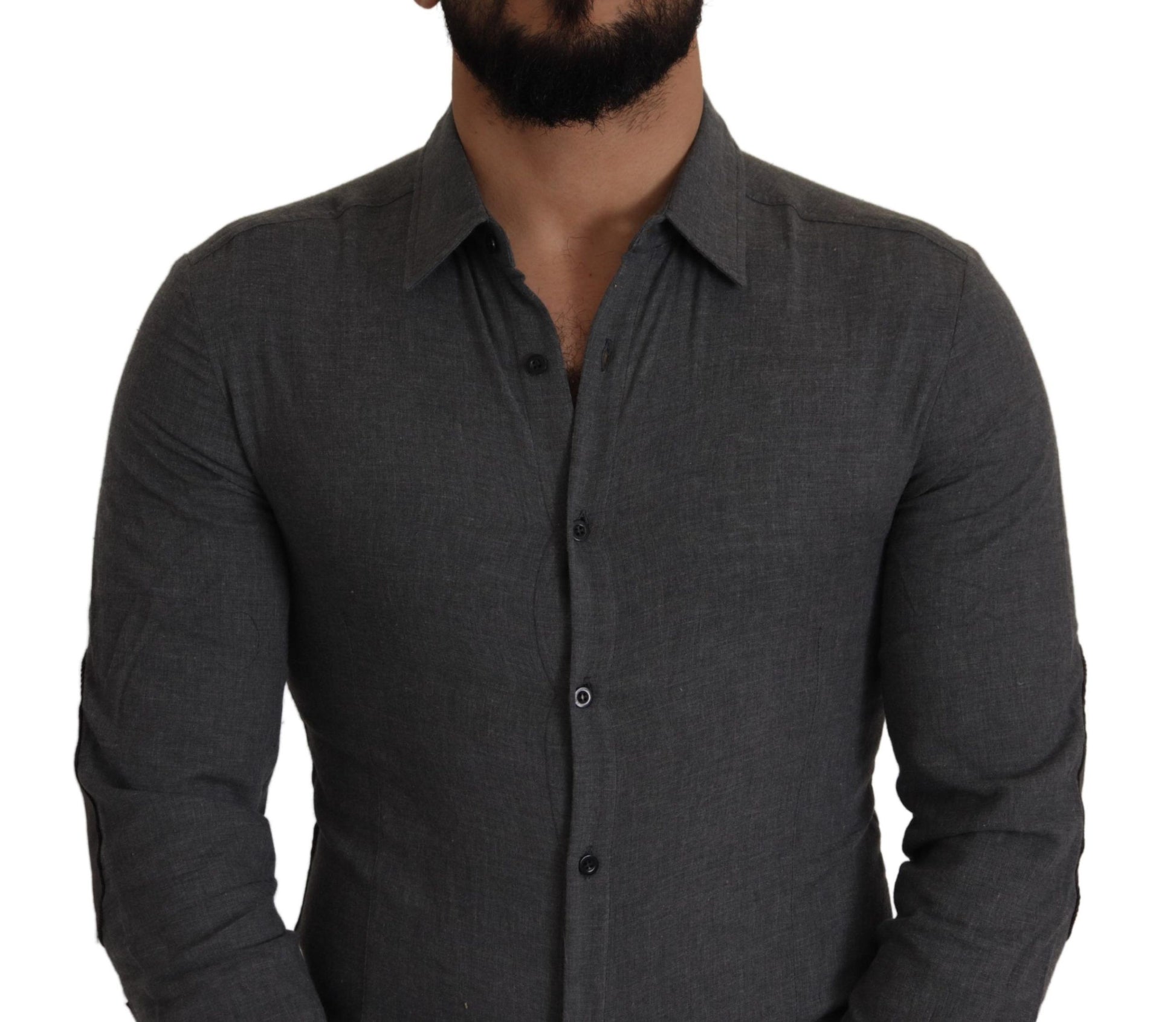 Costume National Dark Gray Cotton Casual Mens Shirt Costume National