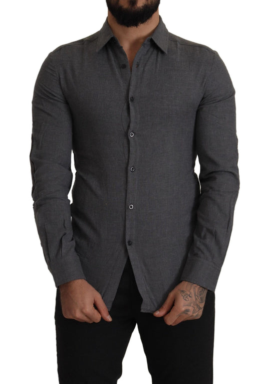 Costume National Dark Gray Cotton Casual Mens Shirt Costume National