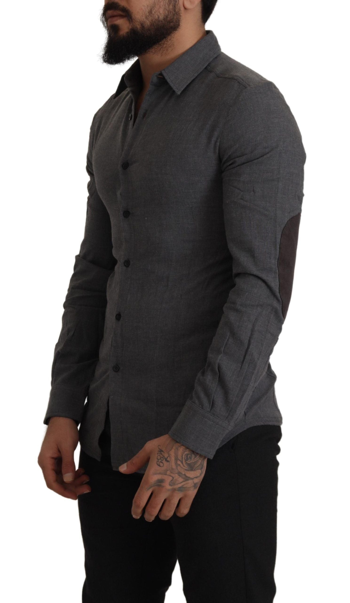Costume National Dark Gray Cotton Casual Mens Shirt Costume National