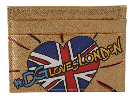 Dolce & Gabbana Gold Leather #DGLovesLondon Women Cardholder Case Wallet Dolce & Gabbana