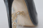 Dolce & Gabbana Black Leather Heels Pumps Plastic Wrapped Shoes - Eljoys Fashion 